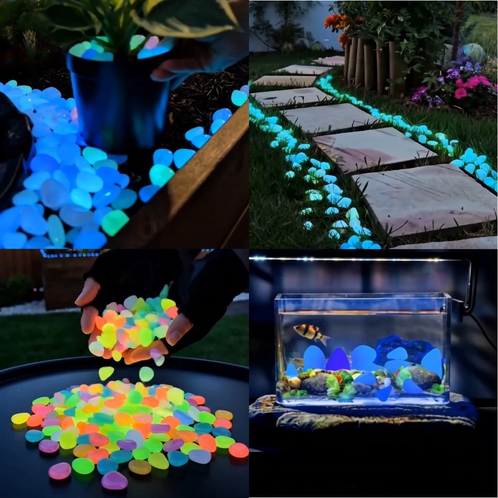 다채로운 야광 조약돌 정원석, 야외 정원 통로, 어항, - Aquarium Plant Light 리뷰 및 가격